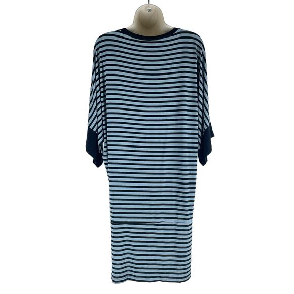 Comfy USA Batwing Striped Mini Jersey Dress Blue Black Super Soft Size S - Picture 5 of 7